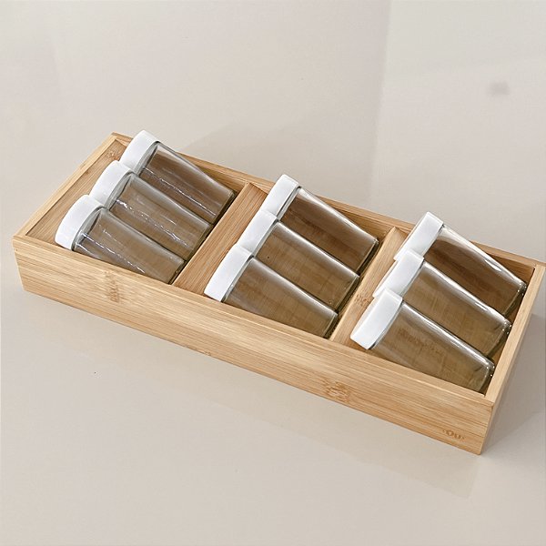 ORGANIZADOR DE TEMPEROS 10 PEÇAS ESPECIAL BAMBU