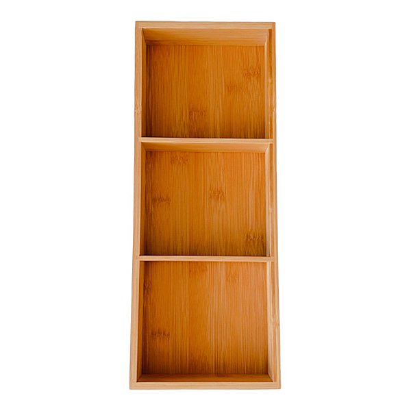 ORGANIZADOR DE GAVETAS MULTIUSO DE BAMBU 3 NICHOS DE BAMBU15X38CM