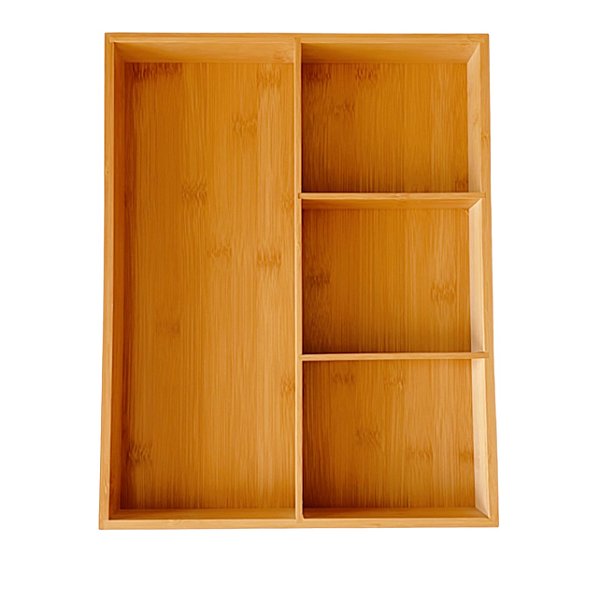 ORGANIZADOR DE GAVETAS MULTIUSO DE BAMBU 4 NICHOS DE BAMBU 30X38CM