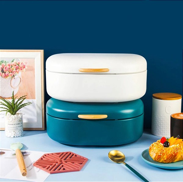 PORTA PÃO TIFFANY COM PEGADOR DE BAMBU