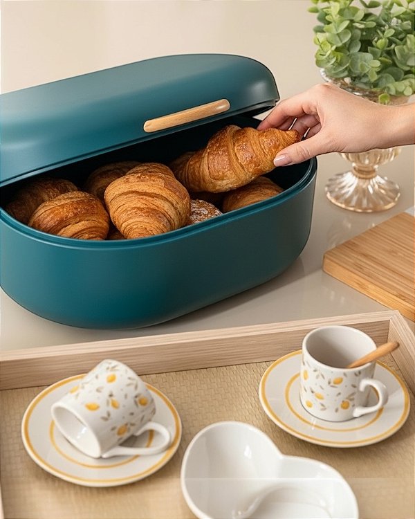 PORTA PÃO TIFFANY COM PEGADOR DE BAMBU