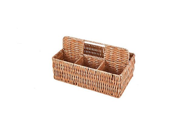 PORTA TALHER E UTENSÍLIOS RETANGULAR RATTAN IRON