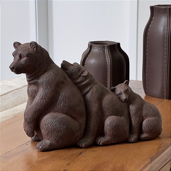 ESCULTURA FAMÍLIA DE URSOS EM POLIRESINA