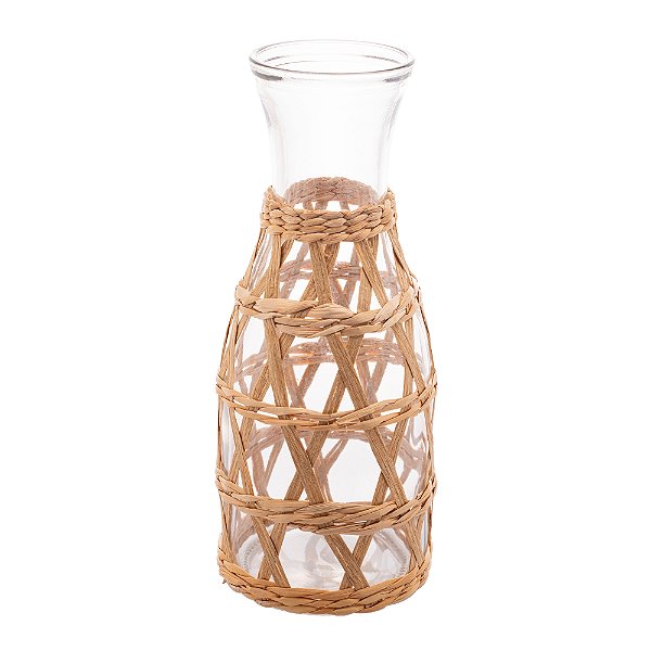 GARRAFA DE VIDRO E FIBRA NATURAL 800ML