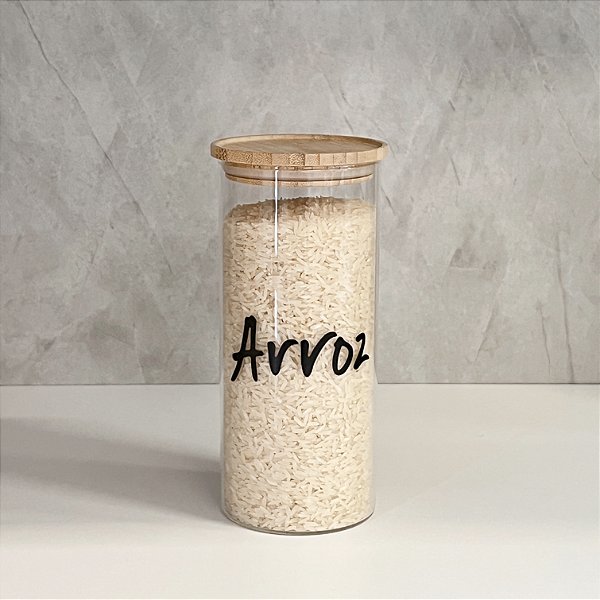 POTE EMPILHÁVEL TAMPA DE BAMBU ARROZ 800 ML