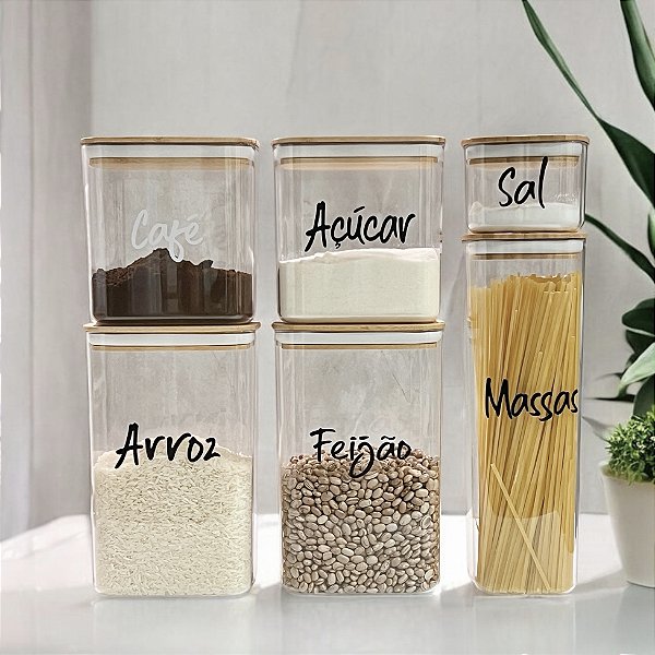 KIT POTES PERSONALIZADOS HERMÉTICO SEAL ESPECIAL BAMBU 6 UN