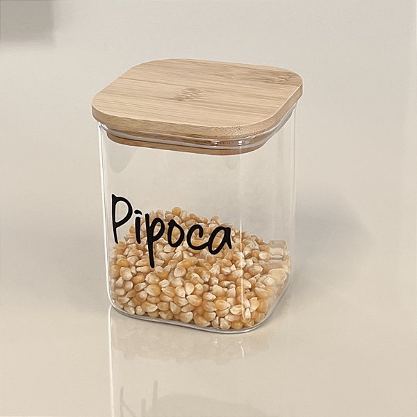 ESCOLHA A PERSONALIZAÇÃO 800ML POTE COM TAMPA DE BAMBU FLAT