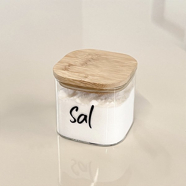 ESCOLHA A PERSONALIZAÇÃO 600ML POTE COM TAMPA DE BAMBU FLAT