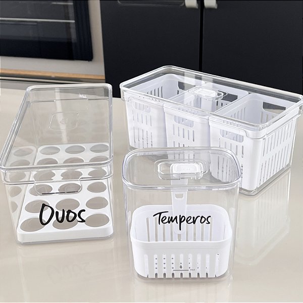 KIT ORGANIZADOR DE GELADEIRA CLEAR 3 UN