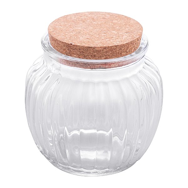 POTE DE VIDRO COM TAMPA DE ROLHA MIMO 600ML