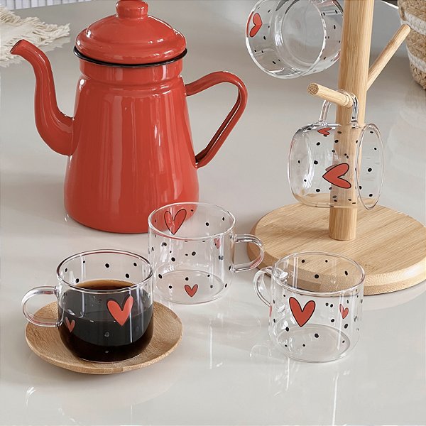 CONJUNTO CANECAS DE VIDRO ETERNAS LOVE 6 UNIDADES