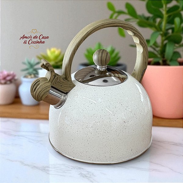CHALEIRA DE INOX MARMOL NUDE COM APITO 2L COD01
