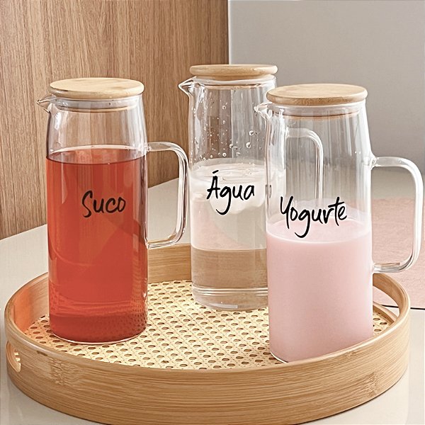 JARRA DE VIDRO BOROSILICATO COM TAMPA EM BAMBU 1.2L