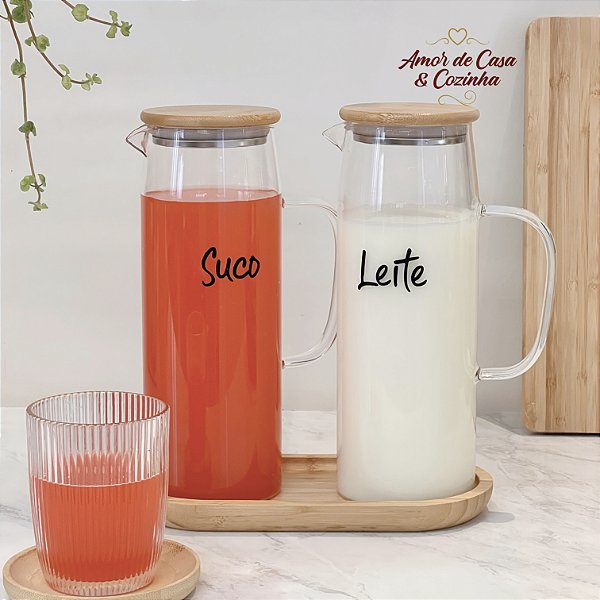 JARRA DE VIDRO BOROSILICATO COM TAMPA EM BAMBU 1.2L