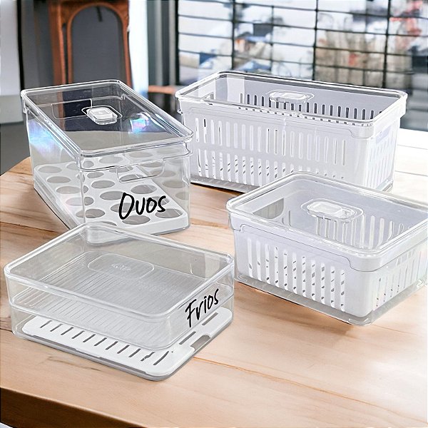 KIT ORGANIZADOR DE GELADEIRA CLEAR 4 UN