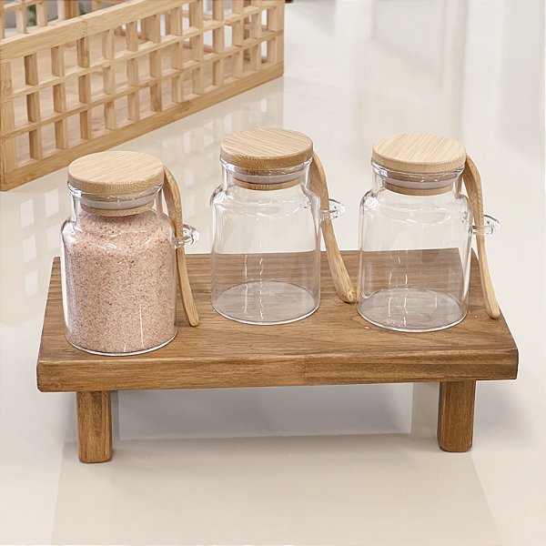 CONJUNTO 3 POTES COM BANDEJA DE APOIO ELISA STORE 150ML