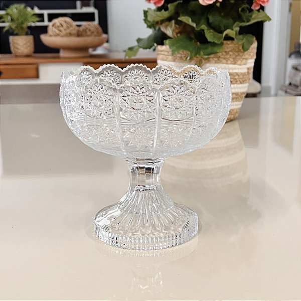 CENTRO DE MESA E DOCEIRA CRISTAL DE CHUMBO COM PÉ STARRY