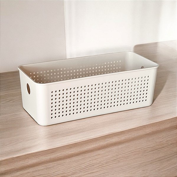 CESTO ORGANIZADOR FLOW BEGE SEM TAMPA  27X12X9CM