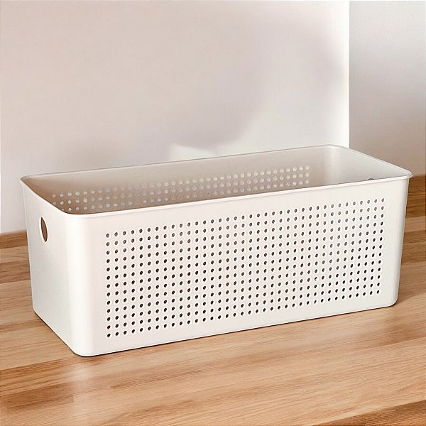 CESTO ORGANIZADOR FLOW BEGE SEM TAMPA 34X15X13CM