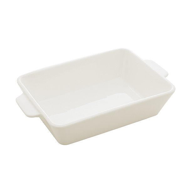 TRAVESSA REFRATÁRIO PORCELANA COM ALÇA BRANCO 34x20x5,5cm