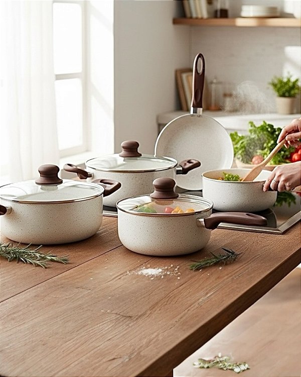 CONJUNTO 5 PANELAS FLORENÇA APTO A INDUÇÃO