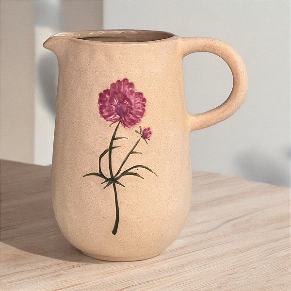 JARRO DECORATIVO DE CERÂMICA FLOR ROXA TRENTO 16CM
