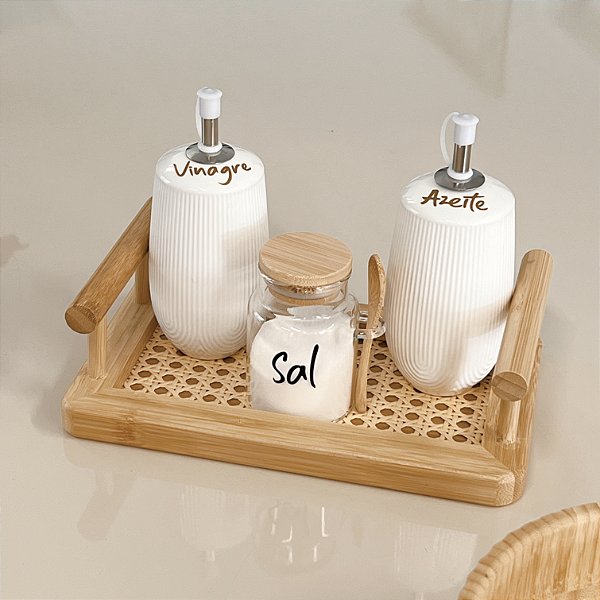 KIT GALHETEIRO DE PORCELANA BRANCA GRANFINE 4 PEÇAS 250ML
