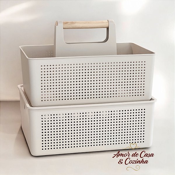 KIT 2 CESTOS ORGANIZADOR FLOW BEGE