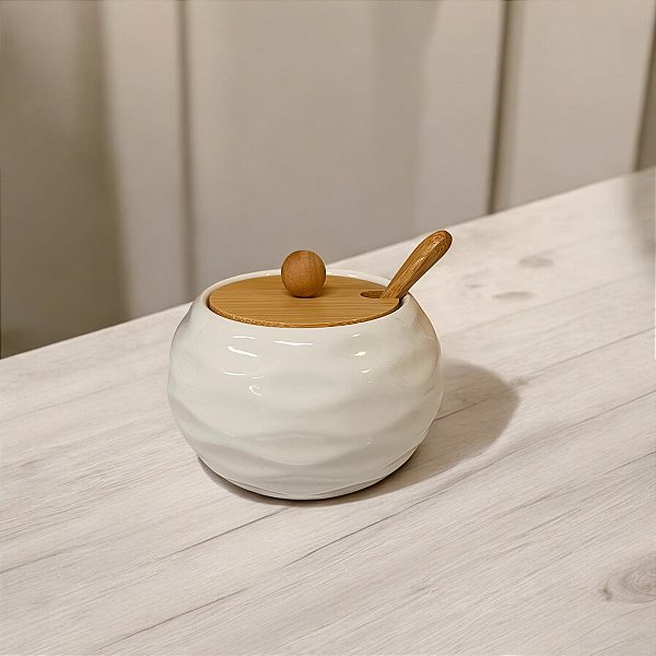 PORTA CONDIMENTOS PORCELANA E BAMBU GRANFINE