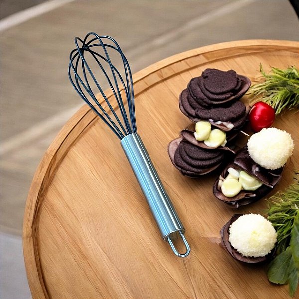 BATEDOR DE OVOS FUET INOX E SILICONE PRETO