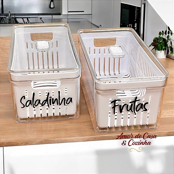 KIT ORGANIZADOR DE GELADEIRA CLEAR 2UN COM CESTO 5L