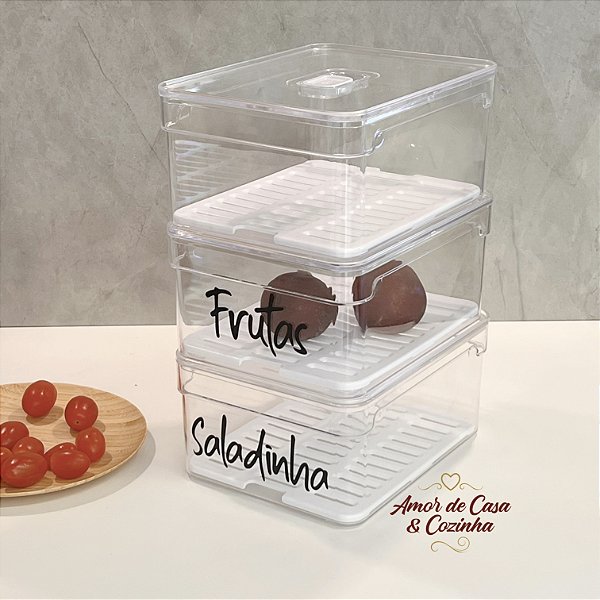 KIT ORGANIZADOR DE GELADEIRA CLEAR 3UN SEM CESTO