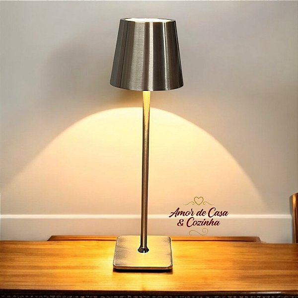 LUMINÁRIA DE MESA  ELEGANCE LED 3 TONS USB TOUCH PRATA