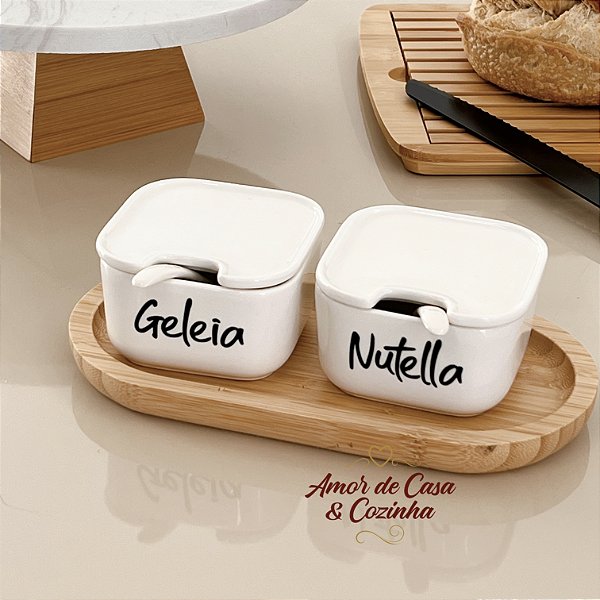 POTE DE PORCELANA COM COLHER PERSONALIZADO