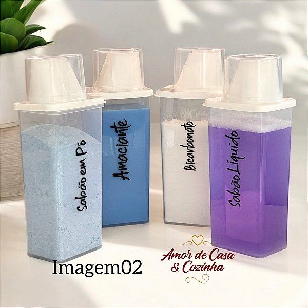 KIT PARA ARMAZENAMENTO COM COPO MEDIDOR 4 UNIDADES