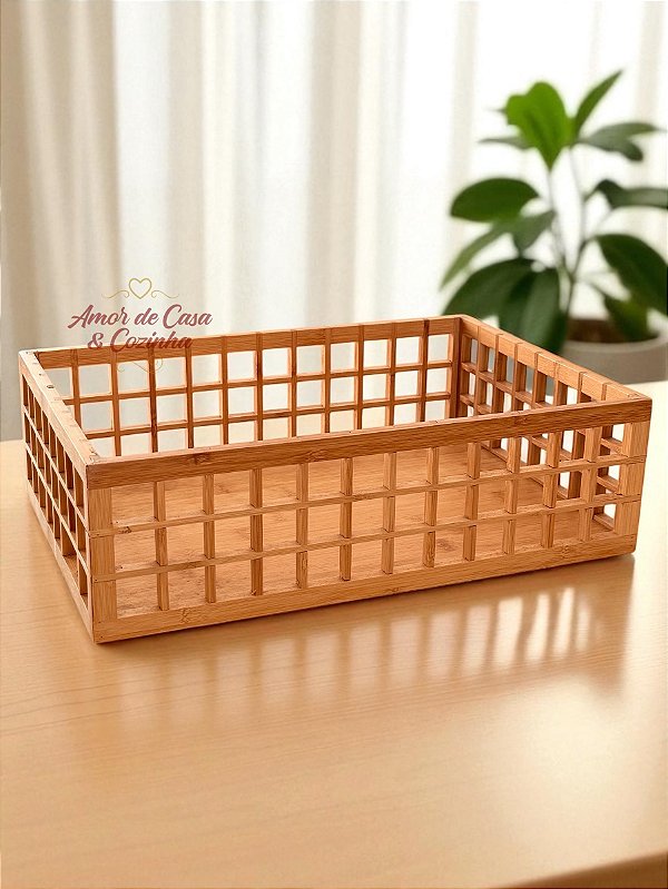 CAIXA ORGANIZADORA DE BAMBU VAZADO