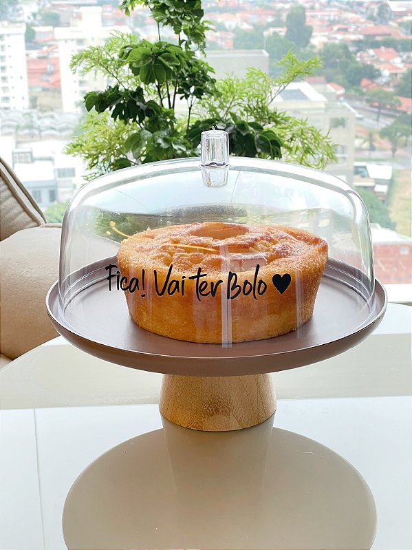 BOLEIRA AMÊNDOA COM CÚPULA E PÉ 25CM LINHA LUME