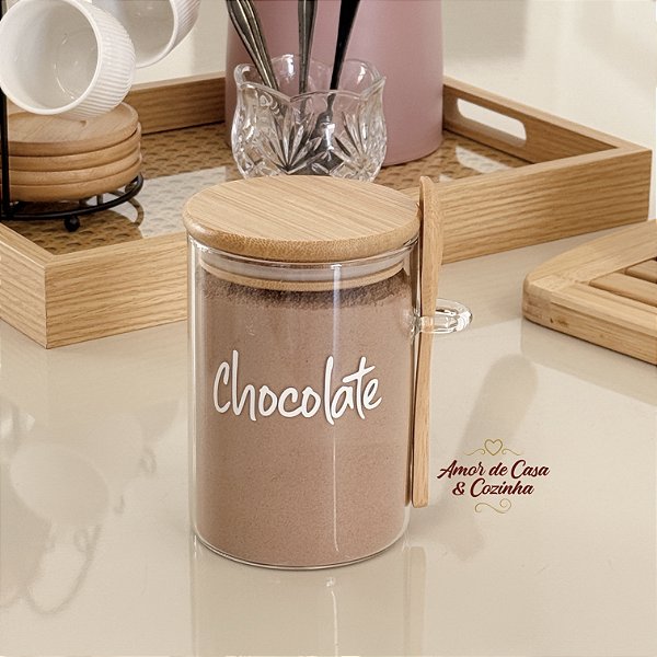 POTE JADE 600ML COM TAMPA E COLHER DE BAMBU