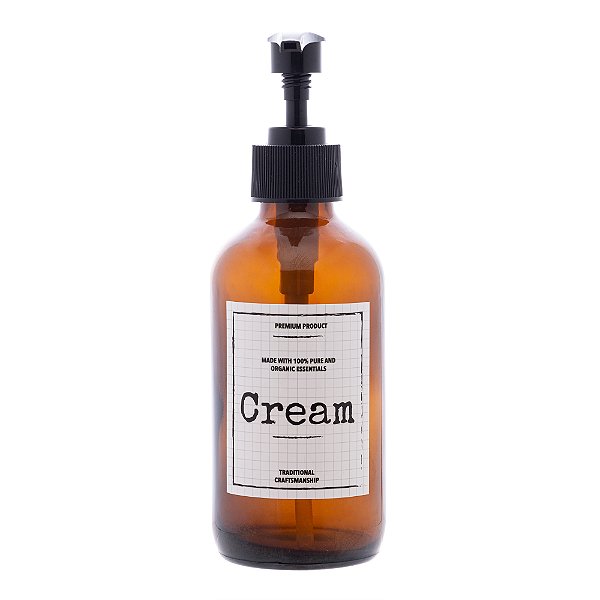 PORTA SABÃO OU CREME LÍQUIDO DE VIDRO COM PUMP ÂMBAR 250ML