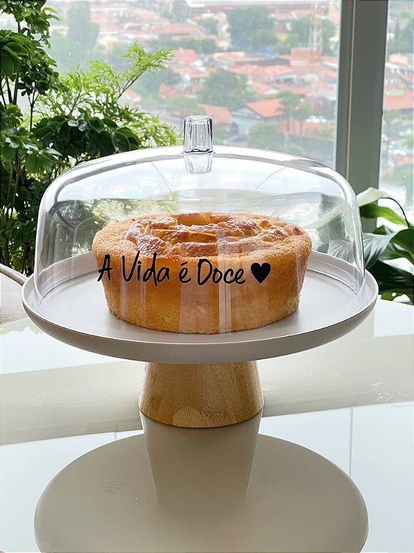 BOLEIRA BEGE COM CÚPULA E PÉ 25CM LINHA LUME