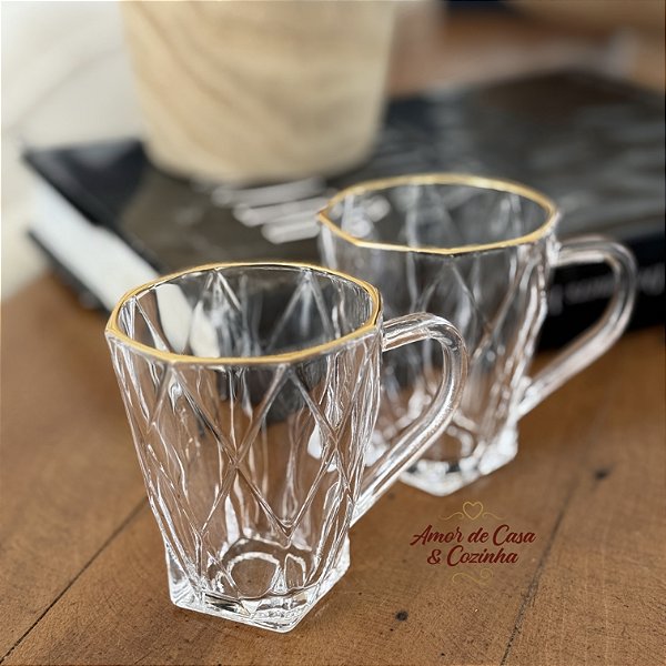 CANECA DIAMOND COM FIO DE OURO 180ML