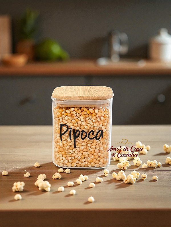 POTE DE VIDRO E BAMBU HERMÉTICO FLAT 800ML