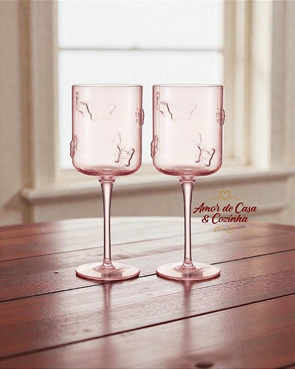 JOGO TAÇAS DE ÁGUA E VINHO BUTTERFLY DE VIDRO 390ML