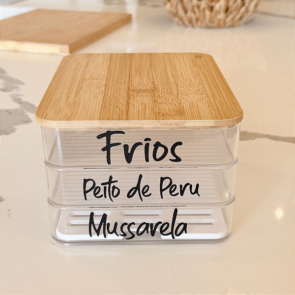 PORTA FRIOS TRIPLO CLEAR TAMPA DE BAMBU