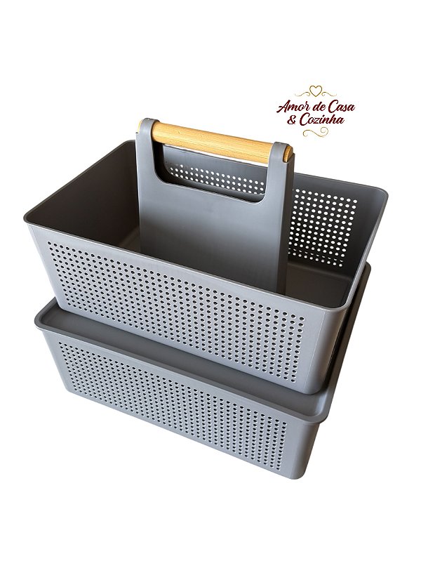 CESTO FLOW 34 X 27 X 13 + CESTO FLOW 34 x 22 x 21 COM ALÇA E TAMPA