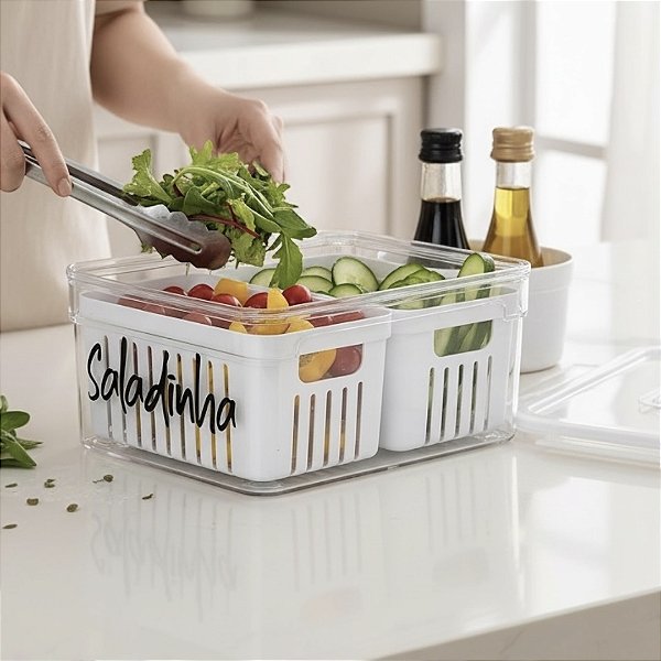 ORGANIZADORANIZADOR CLEAR FRESH 2,2L COM 2 CESTOSNATURAL