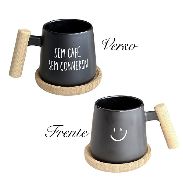 CANECA COM ALÇA DE BAMBU PRETA