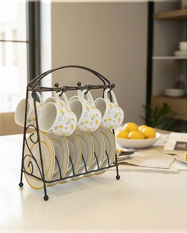 SUPORTE PARA 6 XÍCARAS DE CAFÉ E PIRES ARAMADO