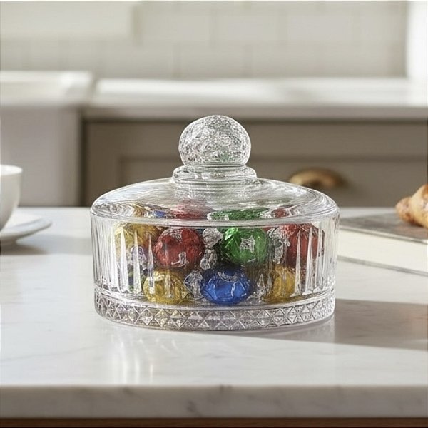 POTICHE DE VIDRO COM TAMPA 20CM