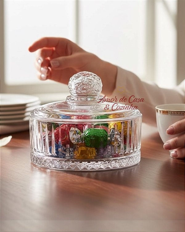 POTICHE DE VIDRO COM TAMPA 20CM